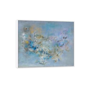 Imagem de MUHJDYC Zao Wou-ki Pintura famosa abstrata - imagem de arte em tela - arte de parede para sala de estar - reprodução de impressões (cidade chinesa) moldura branca 20x25cm-8x10in