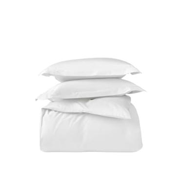 Imagem de Coyuchi Conjunto de edredom clássico de cetim orgânico, branco alpino (casal/queen)