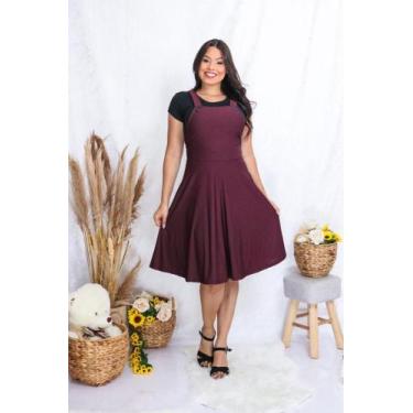 Imagem de Jardineira Gode Midi Moda feminina - Ana flor, Vinho, P