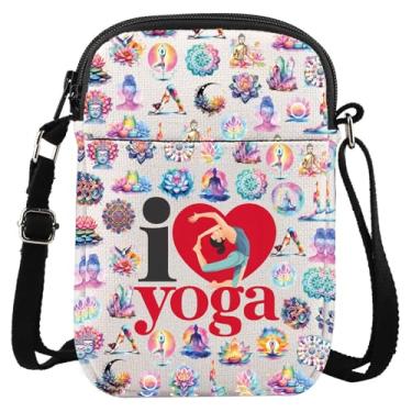 Imagem de LEVLO Bolsa tiracolo de ioga meditação presente Zen I Love Yoga Pilates Bolsa de ombro Yoga Coach Merchandise, Bolsa I Love Yoga