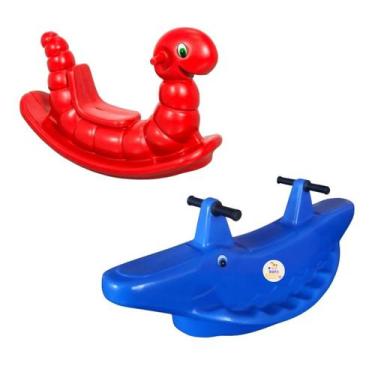 Imagem de Gangorra Infantil Minhoca Feliz Vermelho Jacaré Azul 2 Lugares Colorid