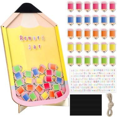 Imagem de Pote magnético de recompensa de lápis de 30 cm para crianças, 133 peças, tabelas de treinamento de penico com adesivo de letras, ferramentas de gerenciamento de sala de aula, tabela de comportamento