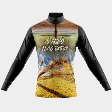 Imagem de Camisa Manga Longa O Agro Não Para Proteção Uv Respirável Zíper Agro B