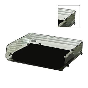 Imagem de aqxreight A4 Caixa de Armazenamento Plástico Empilhável Abertura Grande Arquivo de Mesa de Camada única para Office Transparent 26.5x33x7.5cm/10.4x13.0x3.0in (Verde 32.5x25x7.5cm/12.8x9.8x3.0in)