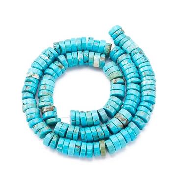 Imagem de Craftdady Pulseira Da Amizade Azul Com 120 Peças, Moeda Heishi De 8 Mm, Contas Soltas Pedra Preciosa Turquesa Natural, Disco Redondo Plano, Chakra Cura Para Joias, Colar, Brinco