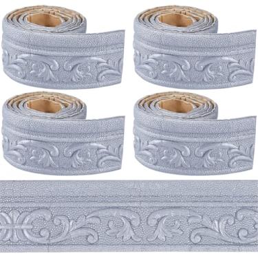 Imagem de CRASPIRE 330 × 3,35 cm 27,55 pés padrão de videira adesivo adesivo prata flexível espuma guarnição 3D papel de parede decorativo adesivo borda parede borda rodapé espelho linhas hotel DIY decoração