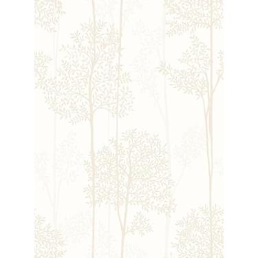 Imagem de JiffDiff Papel de parede autoadesivo branco quente à prova d'água, papel de parede removível para decoração de banheiro e armários, papel de contato amigável para locatários botânicos 44 x 304 cm