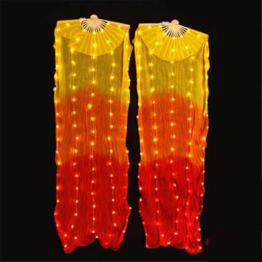 Imagem de Dança Do Ventre Led Fan Acessórios Fãs De Seda Mulheres Led Luz Dança Do Ventre Véu Desempenho Adereços Trajes, Belly DanceLED Fan3, XL -230x90cm