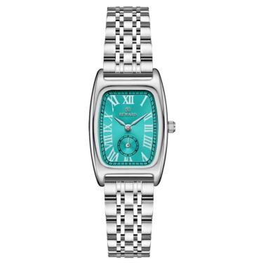 Imagem de Relógio Feminino Vintage Pulseira Em Aço Mostrador Elegante Casual à Prova D´agua Azul Prata