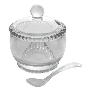 Imagem de Açucareiro De Cristal Com Colher Pearl - Wolff Perla 10x8x7cm Cor Tran