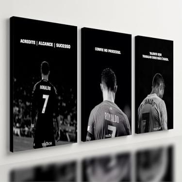 Imagem de Kit 3 - Quadro Cr7 Motivação Cristiano Ronaldo Mdf Tratado (40x28cm)