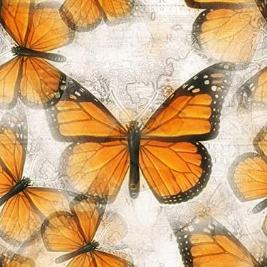 Imagem de Papel De Parede Adesivo Sala Mapa Mundi Amarela Borboleta 10m