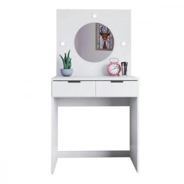Imagem de Penteadeira Melissa  Espelho com LED 2 Gavetas MDP Branco Brilho  Fior