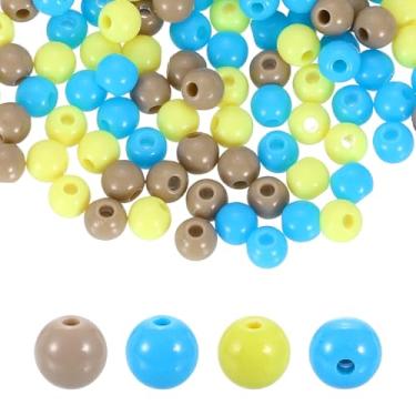 Imagem de HARFINGTON 200 peças de contas redondas de acrílico azul claro 6 mm de diâmetro 1,9 mm furo de resina plástica bolas lisas contas soltas para fazer joias, pulseiras, colar, brincos, faça você mesmo