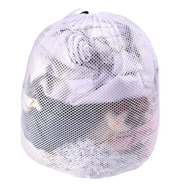 Imagem de BOXOB 60x80cm Sacola de Malha para Roupas com Cordão, Lavável à Máquina Branca Bolsa para Lavar la Ropa for Casa Hotel Dormitório Apartamento Viagem Armazenamento