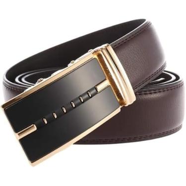 Imagem de Jovem Cinto Menino Selvagem Popular Cinto Jeans Macacão Marrom Fivela Automática Cinto Moda, Brown, 160