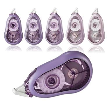 Imagem de Jovanssen Fita corretiva branca, pacote com 5, fita corretiva de 180 metros para escola e escritório, material escolar e escritório, (roxa)