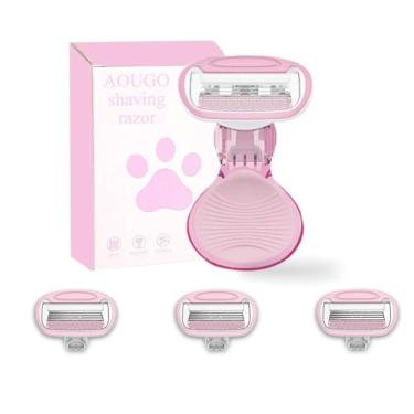 Imagem de AOUGO Aparelho de barbear Travel Essential para mulheres, roxo, 4 lâminas, 3 recargas, mini barbeador de segurança, fácil de substituir, leve e compacto (rosa)