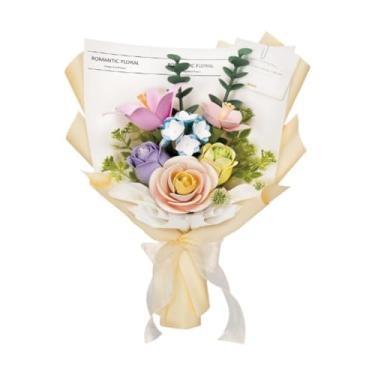 Imagem de Wswqop Kit de construção de buquê de flores, flores artificiais blocos de construção criativa brinquedos de primavera para casais mulheres esposa garotas