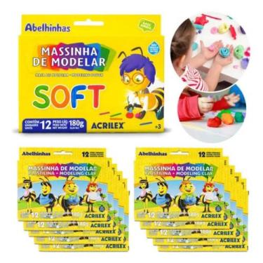 Imagem de Kit com 10 Caixa de Massinha De Modelar Soft 180g 12 Cores - Acrilex