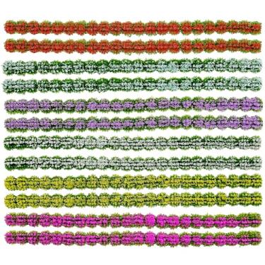 Imagem de Woohome Conjunto de 12 peças de modelo de aglomerado de flores, modelo de grama estática para decoração de paisagem de trem em miniatura faça você mesmo