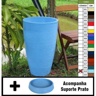 Imagem de Kit Vaso Planta + Prato 65x40 Oval Moderno Polietileno - BGPLASTICOS, 