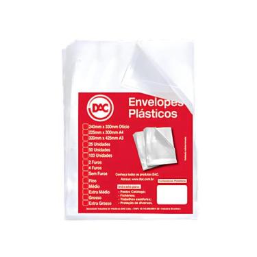 Imagem de Envelopes Plásticos 4 Furos Transparente Médio A4 Com 100 Un - DAC