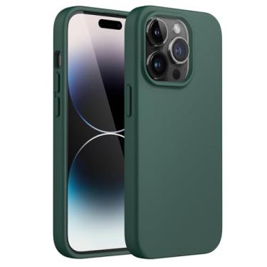 Imagem de JETech Capa de Silicone para iPhone 14 Pro 6,1 Polegadas, Case Protetora para Corpo Inteiro com Toque Suave e Sedoso, Capinha à Prova de Choque com Forro de Microfibra (Verde Meia-Noite)