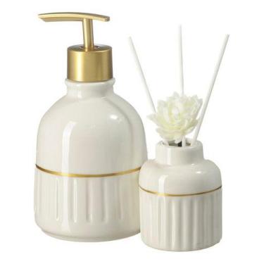 Imagem de Kit Lavabo Banheiro Difusor Aromatizador Saboneteira Líquida - PGB