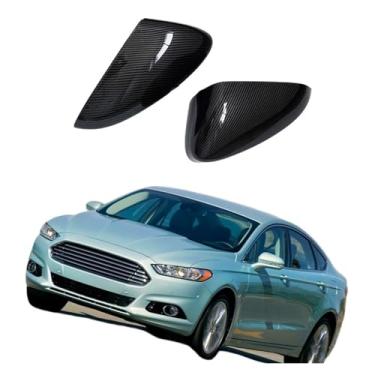 Imagem de Capa de espelho retrovisor lateral de fibra de carbono para carro, acabamento de capa de espelho retrovisor para Fusion 2013-2021