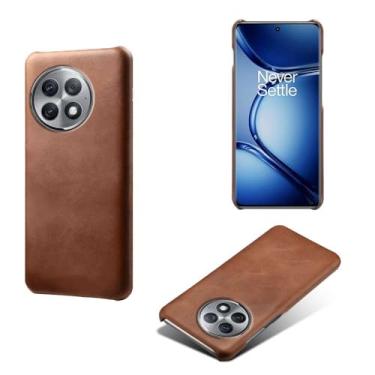 Imagem de Capa para Oneplus Ace 2 PRO,Proteção contra quedas,Casca de volta de cor sólida simples,Design de couro de imitação de plástico-Brown