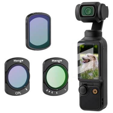 Imagem de Haoge Conjunto de filtros magnéticos para DJI Osmo Pocket 3, inclui CPL, ND2-32, difusão 1/4 preta e protetor de tela, vidro óptico multi-revestido, kit de filtro, acessório de vídeo Vlog