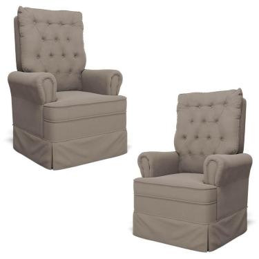 Imagem de Kit 02 Poltronas De Amamentação E Descanso Com Balanço Laís G05 Veludo Areia - Mpozenato