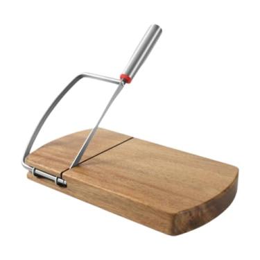 Imagem de SiaBiced Fatiador de Queijo em Madeira de Acácia, Guilhotina, Fácil de Limpar, Tábua de Corte Prática, Tábua com Lâmina para Tofu, Vegetais,