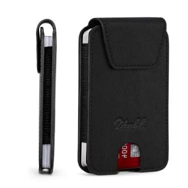 Imagem de Zitahli Carteira fina para homens, minimalista, 12 a 15 cartões, porta-cartões de crédito, bolso frontal, bloqueio de RFID, presente ideal, Preto vegetal, Carteira fina
