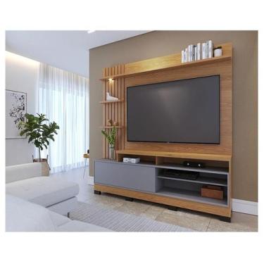 Imagem de Estante Home Theater Ambiente Maceió com Pés Freijó Cinza Acetinado  C