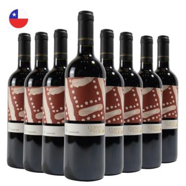 Imagem de Kit com 8 Vinhos Chilenos Tinto Seco Carmenere Cuentos del Fuego