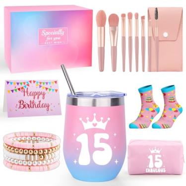 Imagem de TOUPONS Ideias de presentes de aniversário para meninas de 15 anos, presentes de aniversário de 15 anos para meninas adolescentes, decorações de feliz aniversário de 15 anos para meninas, melhor