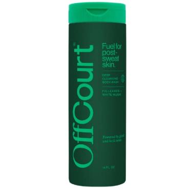 Imagem de OffCourt Sabonete líquido sem sulfato para homens e mulheres – Esfoliante sem secagem com ácidos glicólicos e lácticos deixa a pele fresca e suave com folhas de figueira e aroma de almíscar branco, 35