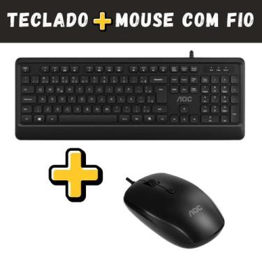 Imagem de Kit Teclado E Mouse Com Fio AOC Conexão Usb Preto Com Fio