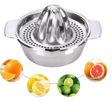 Imagem de Espremedor Coador de Frutas Manual em Aço Inox 16,5x13,5x10cm