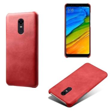Imagem de Capa para Xiaomi Redmi 5 Plus,Proteção contra quedas,Casca de volta de cor sólida simples,Design de couro de imitação de plástico-Red