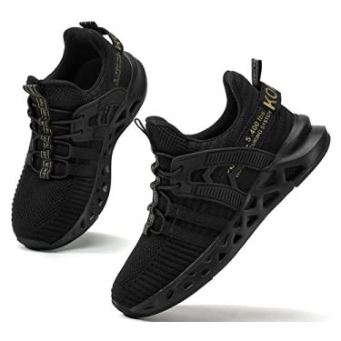 Imagem de koppu Tênis de corrida infantil para meninas e meninos da escola primária para estudantes esportivos primavera e outono sapatos casuais, Preto - 4, 17