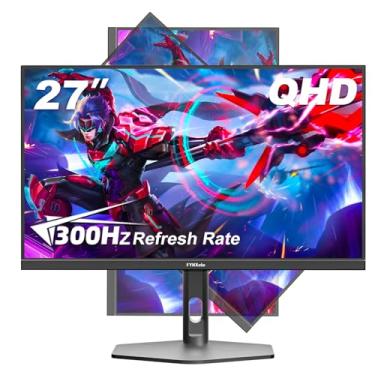 Imagem de FYHXele Monitor Gamer De 27 Polegadas, 300 Hz, Qhd 1440P, 0,8 Ms Sem Moldura, Monitor De Computador Ultrafino, Monitor Vertical Ajustável Em Altura/Pivô/Giro/Inclinação, Suporte Freesync, Vesa, Hdmi