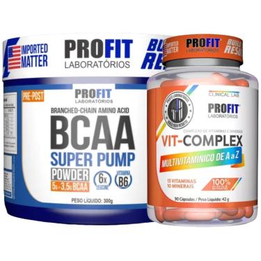 Imagem de COMBO BCAA 300G SUPER PUMP l MULTIVITAMÍNICO DE A a Z VIT COMPLEX 90 CÁPSULAS l PROFIT-Unissex