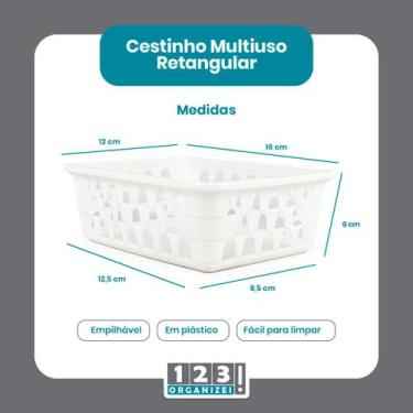 Imagem de Cesto Multiuso Organizador Pequeno Branco 16x12x6Cm - 123 Organizei