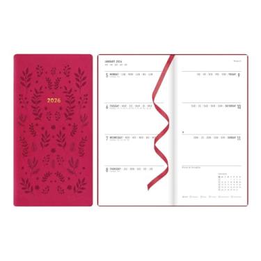 Imagem de Letts of London Agenda semanal/mensal da floresta 2026, 12 meses, janeiro a dezembro, bolso fino, 16,8 cm x 8,3 cm, encadernação costurada, capa em relevo, multilíngue, rosa (C082547-26)