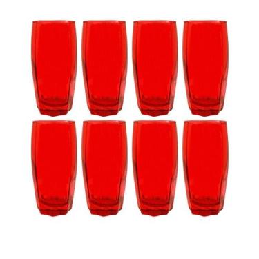 Imagem de Copo Vidro Florida 370ml Vermelho Suco Agua Tendencia - 8 UN - CRISTAR