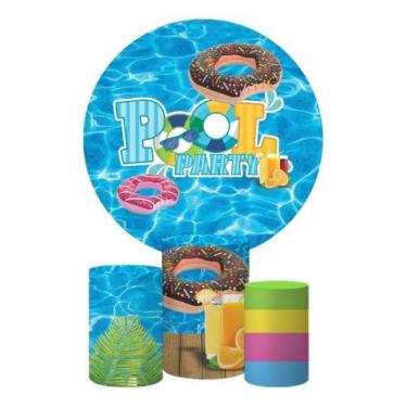 Imagem de Trio Capa Cilindro + Painel Redondo Pool Party 1,50m Tecido - DECORAND
