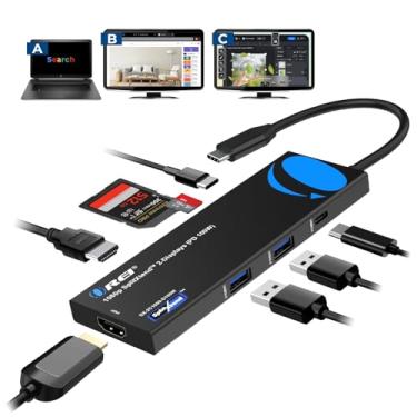 Imagem de OREI Estação de ancoragem para laptop SplitExtend 4K Dual Monitor – 2 USB 3.0, 1 leitor de cartão SD tipo C, adaptador USB-C para tela estendida HDMI 2.0, saídas 4K a 30Hz – 100W PD